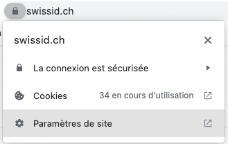 En cliquant sur le cadenas se trouvant devant l’URL, vous obtenez les deux informations suivantes précisant que le site est sécurisé:
1. Un message indiquant que la connexion est sécurisée.
2. L’information selon laquelle un certificat valide est disponible. Dans ce cas, délivré pour SwissSign AG.