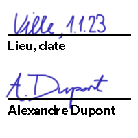 Exemple d'une signature manuscrite