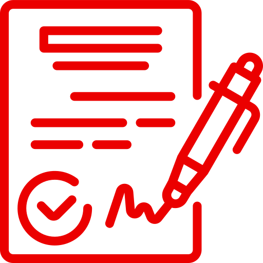 Icon of a contract being signed