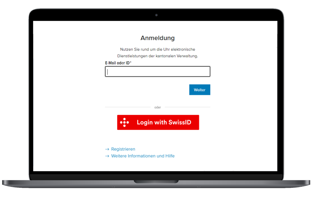 Exemple d'écran de connexion avec SwissID