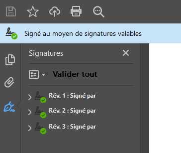 Capture d'écran de la fenêtre de signature dans Adobe Acrobat Reader