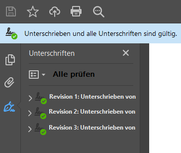 Screenshot des Unterschriftfensters im Adobe Acrobat Reader